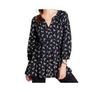 Anthropologie Maeve Women's Black & White Winona Babydoll Tunic Top Size Medium
